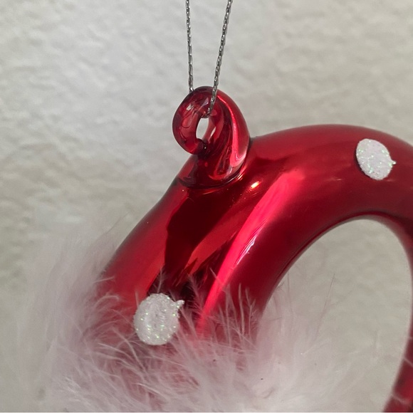 Vintage 11” Large Handblown Fur Hat Santa Christmas Holiday Ornament - Picture 15 of 16